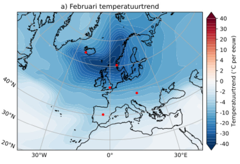 Februari temperatuurtrend